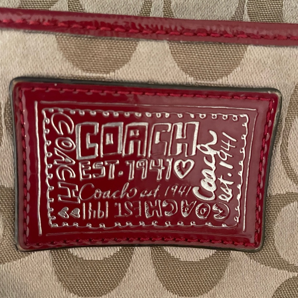 Coach Beige and Red Crossbody Bag